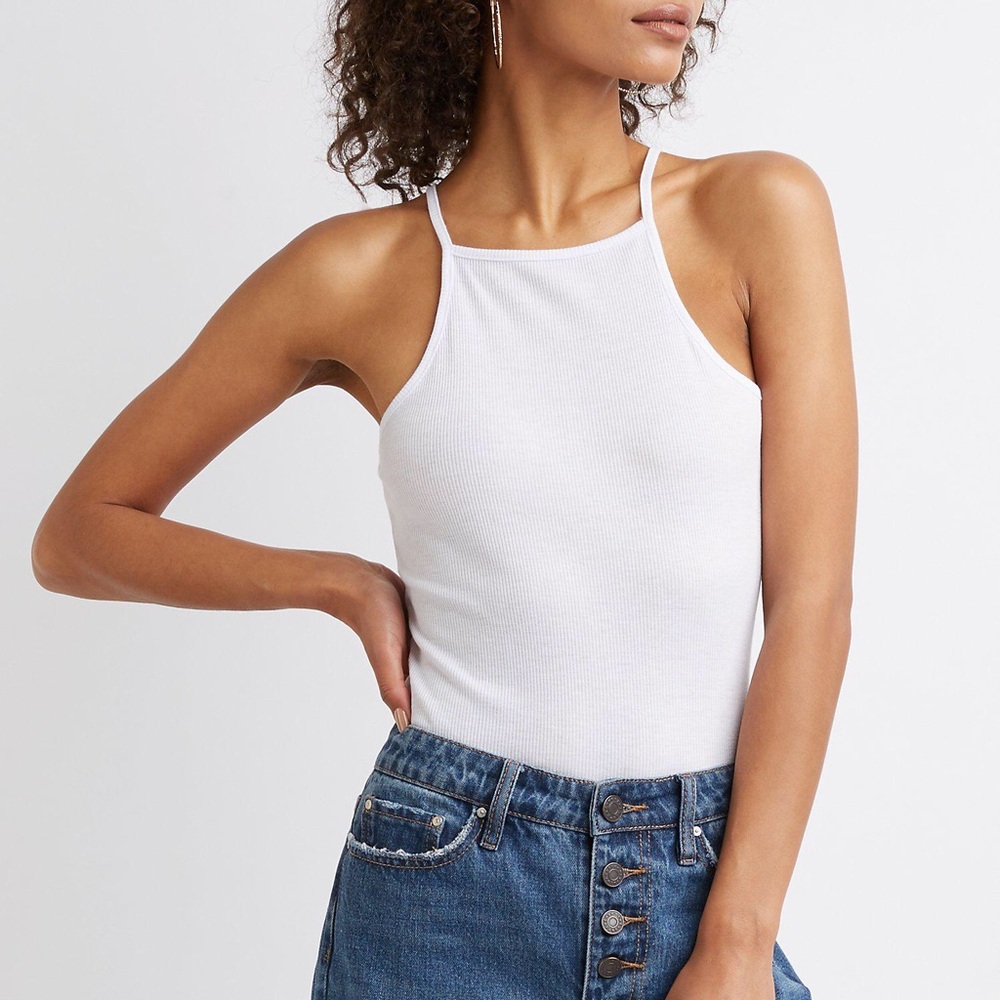 Charlotte Russe Ribbed White Body Suit